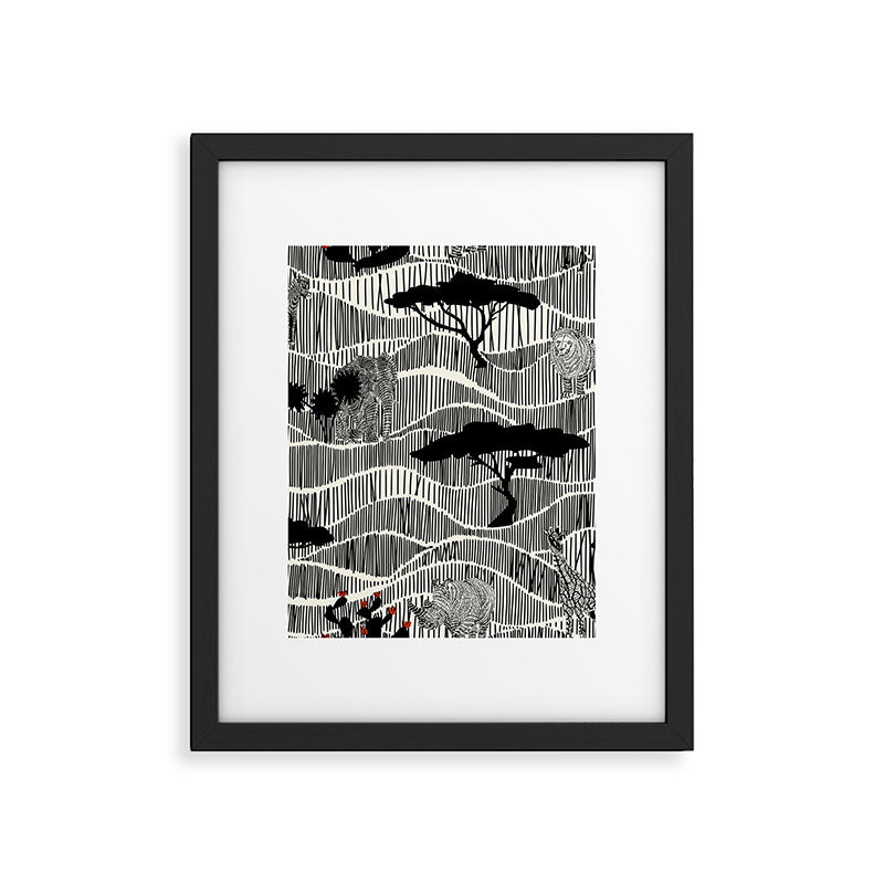 Wildlife Safari Savannah black ´n white Framed Art Print Gallery Image 6