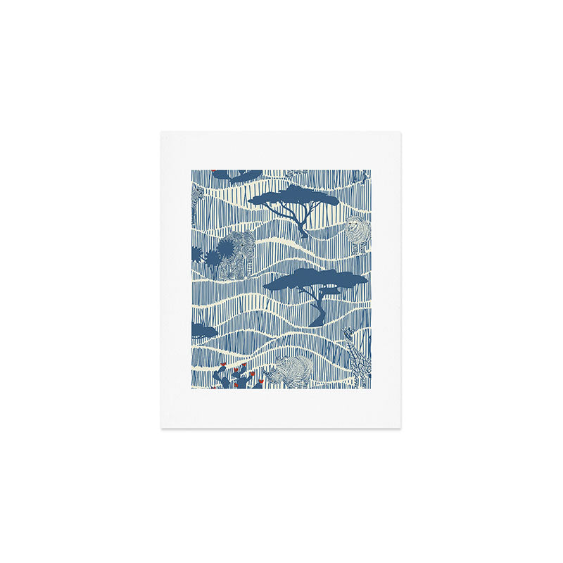 Wildlife Safari Savannah blue Art Print Gallery Image 1