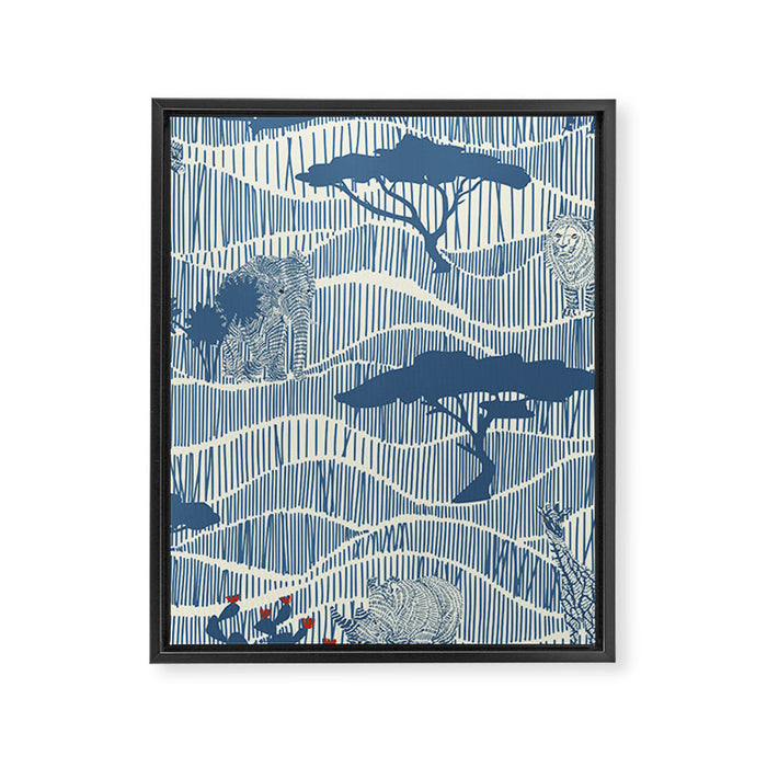 Wildlife Safari Savannah blue Framed Canvas Print Gallery Image 1