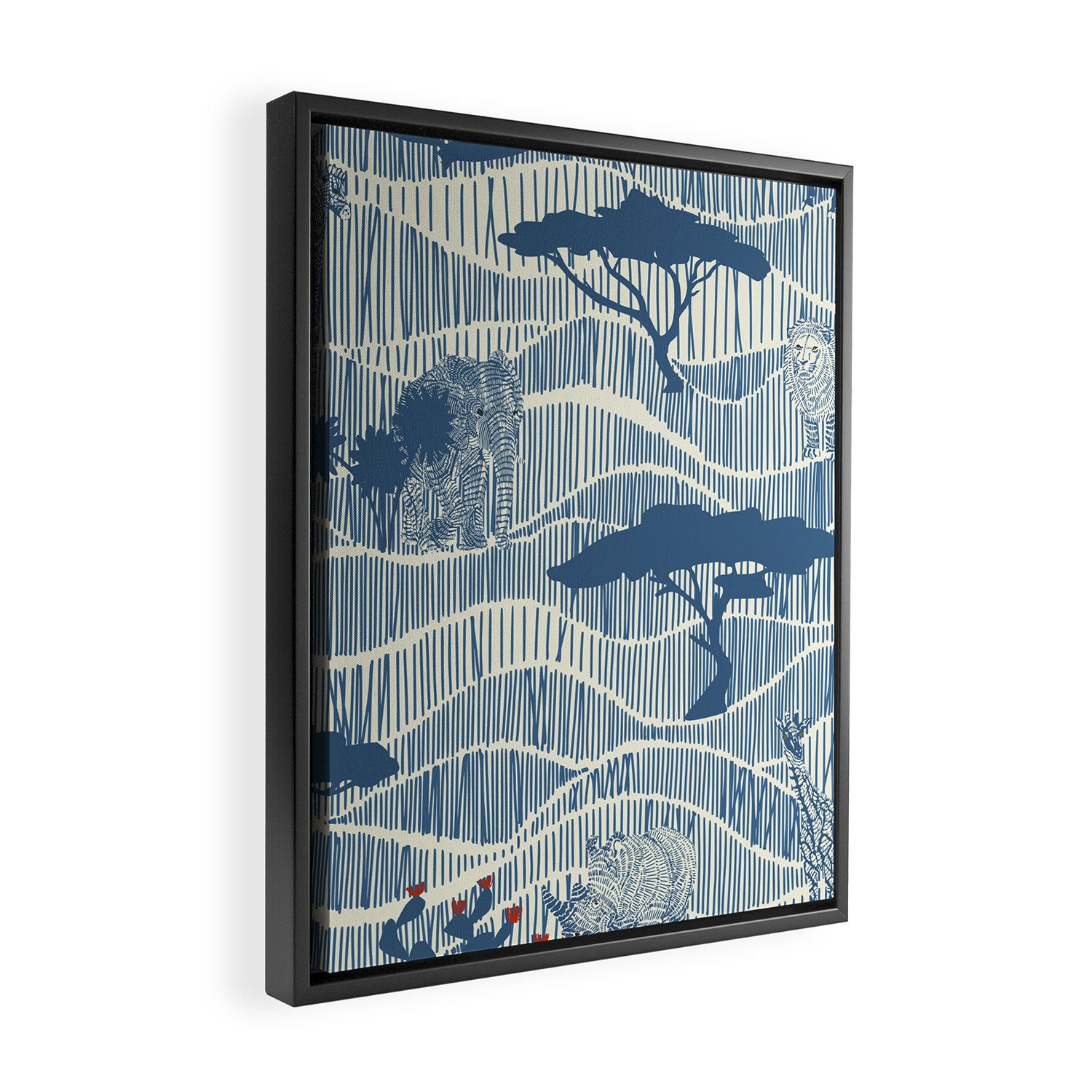 Wildlife Safari Savannah blue Framed Canvas Print Gallery Image 2