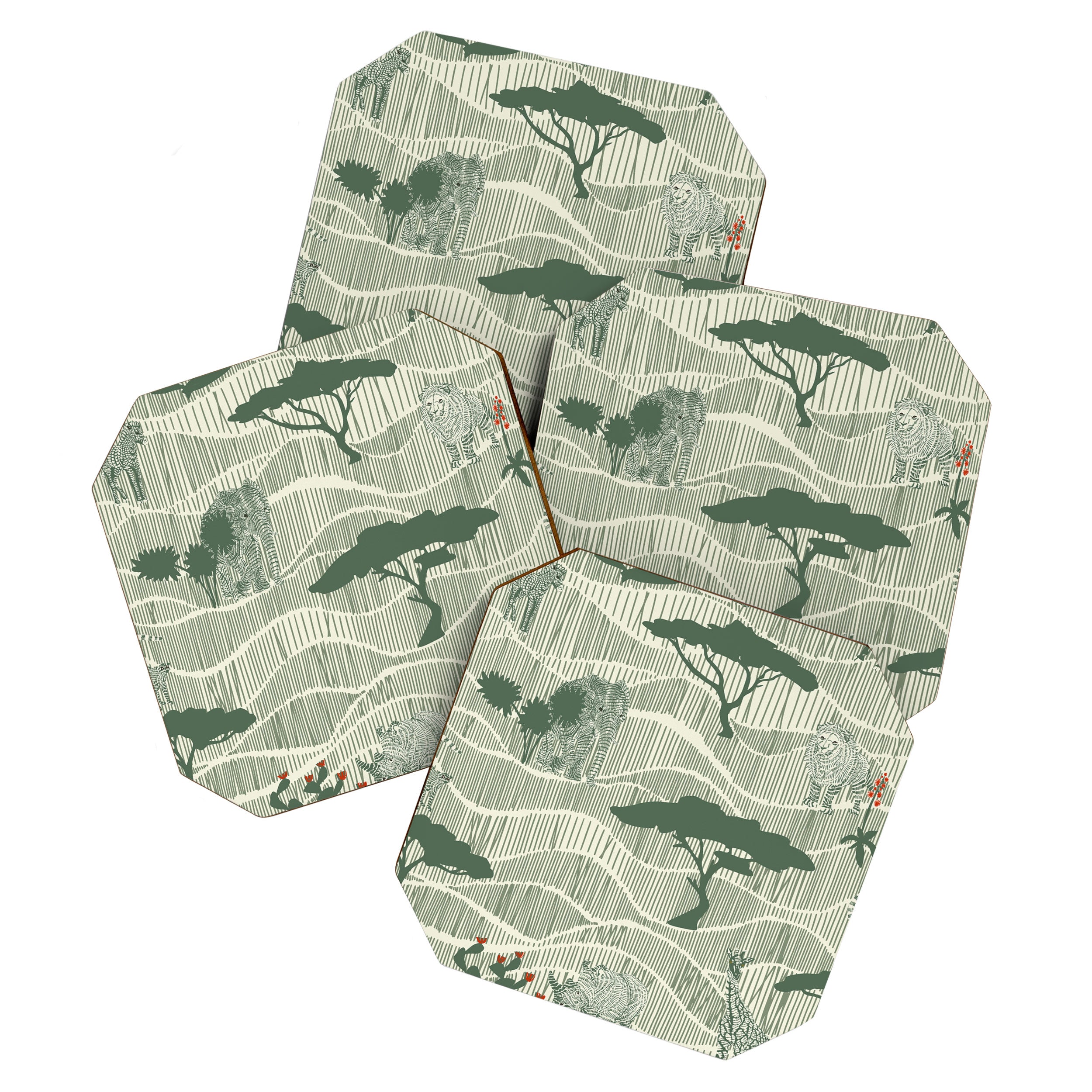 Wildlife Safari Savannah green Coaster Gallery Image 1
