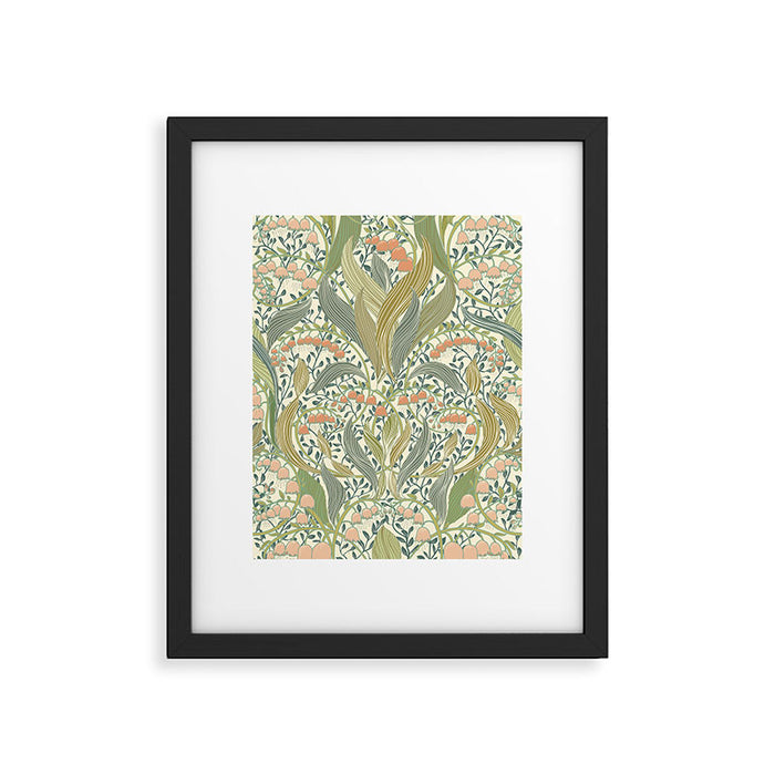 William Morris style lily of the valley light Framed Art Print Gallery Image 1