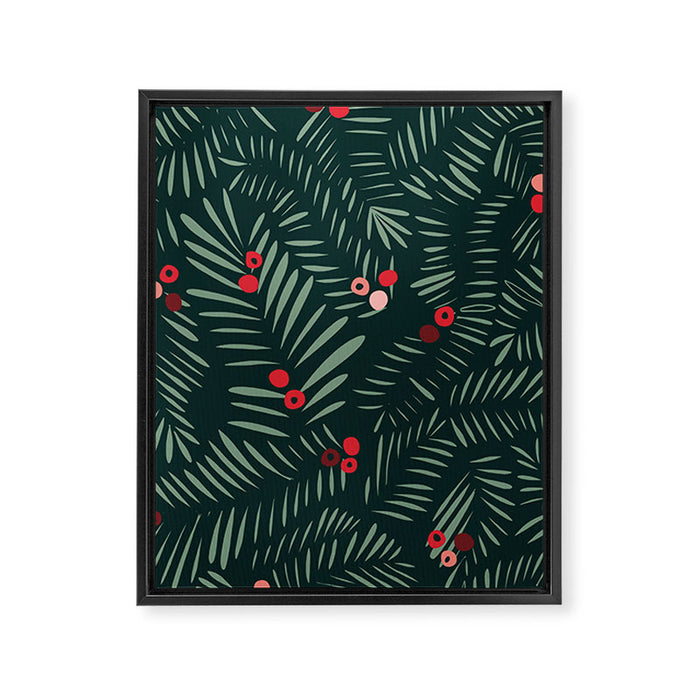 winter christmas time green fir branches Framed Canvas Print Gallery Image 1