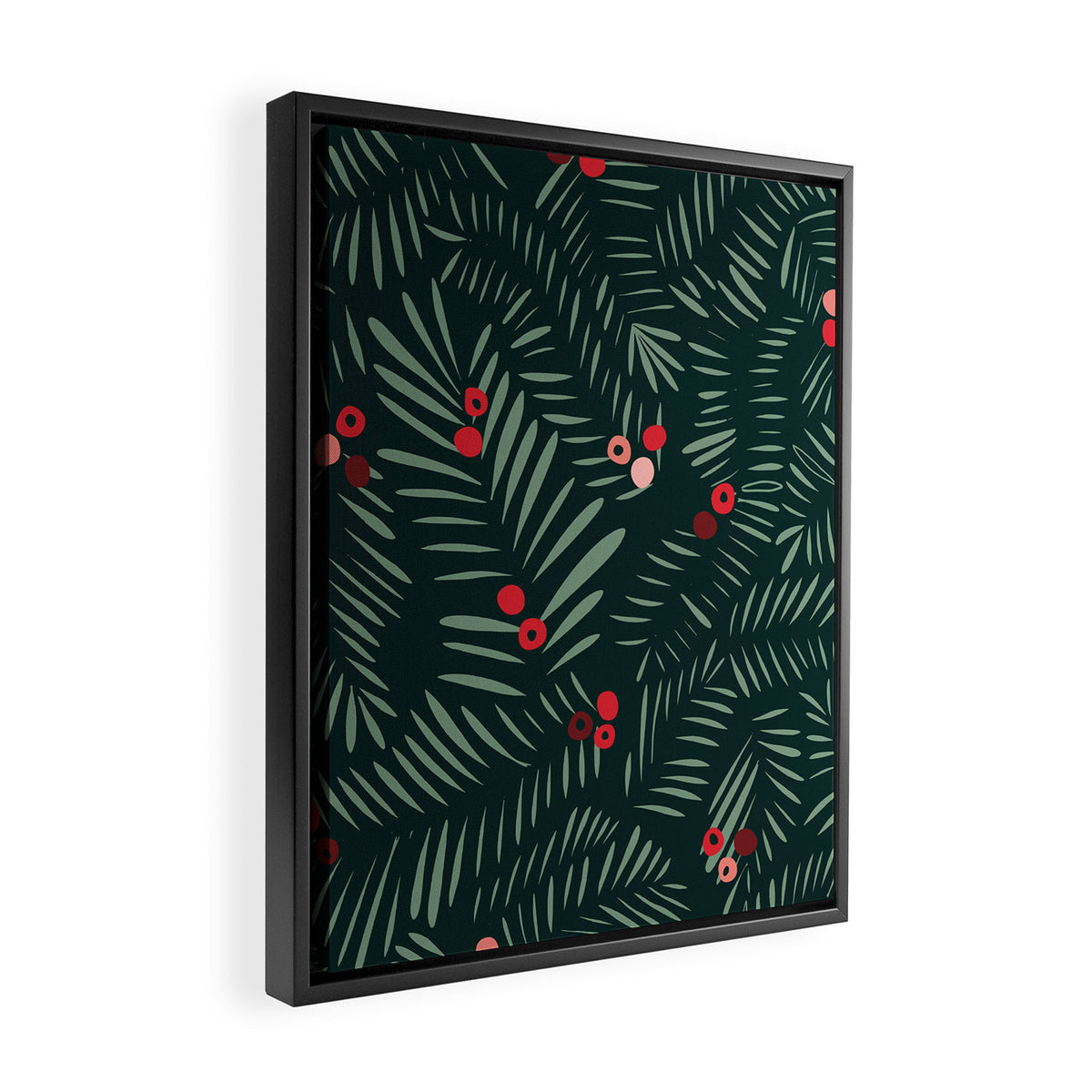 winter christmas time green fir branches Framed Canvas Print Gallery Image 2