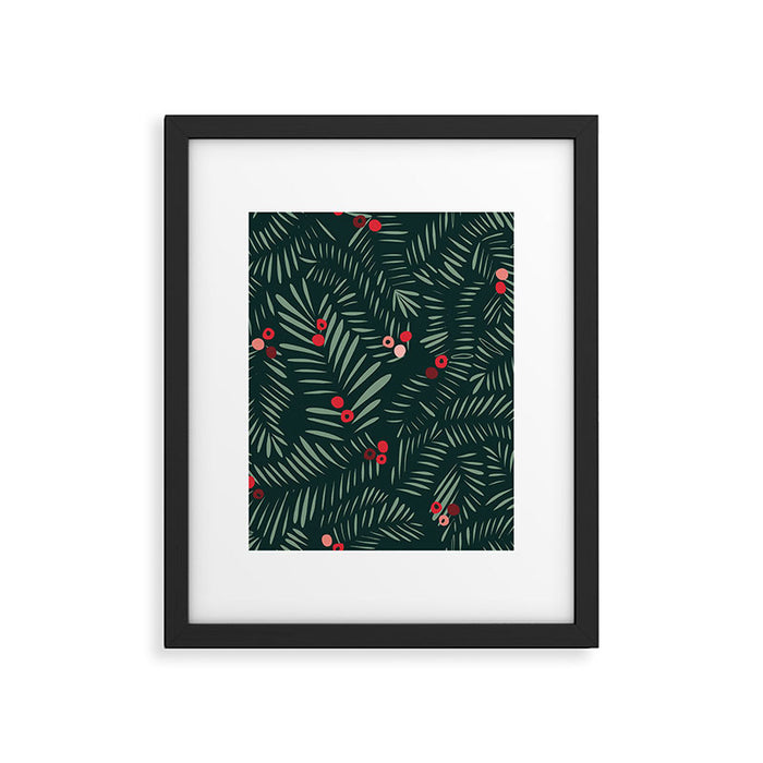 winter christmas time green fir branches Framed Art Print Gallery Image 1