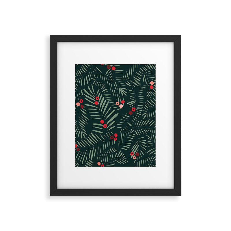 winter christmas time green fir branches Framed Art Print Gallery Image 4