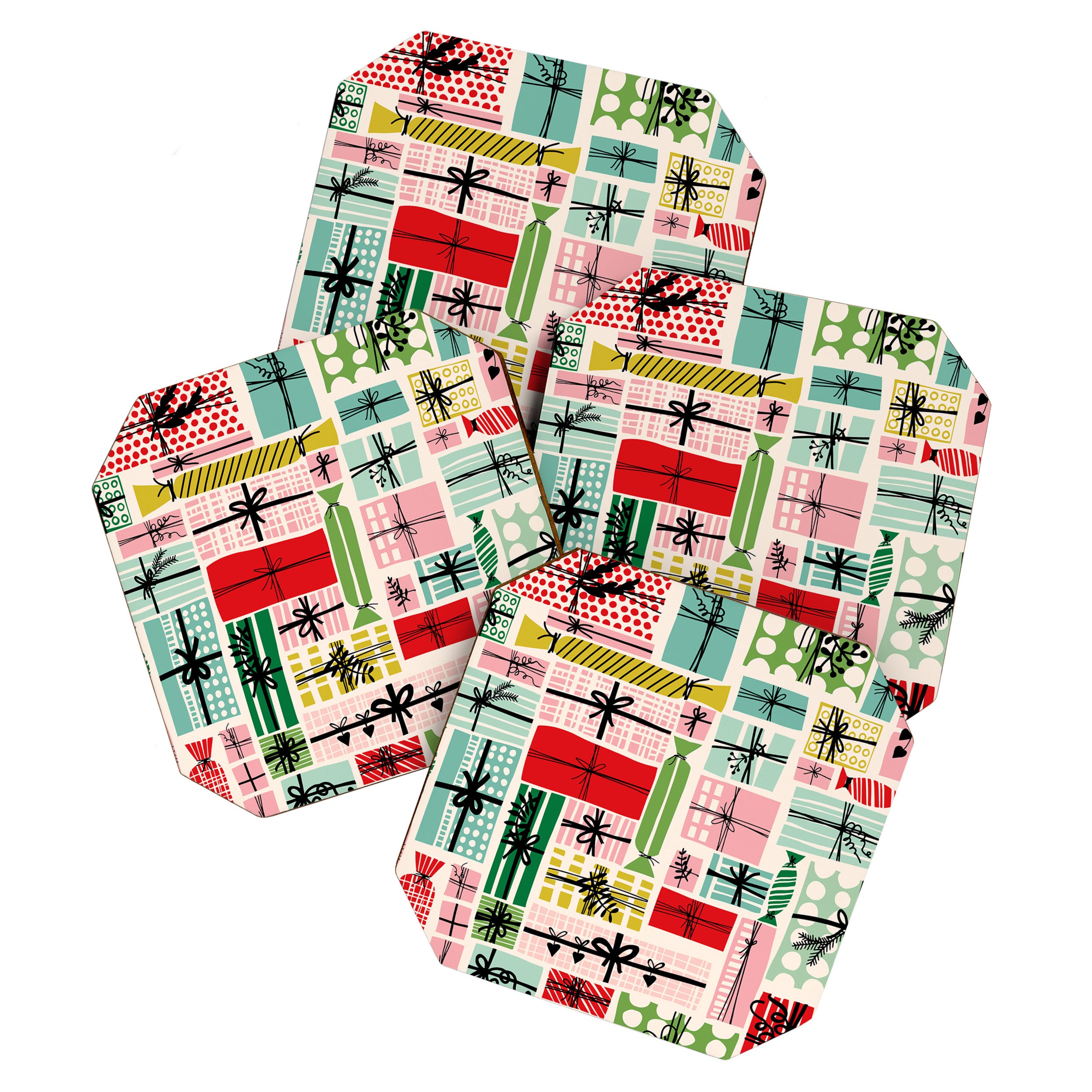 Wobbly pile of Christmas presents Coaster Gallery Image 1