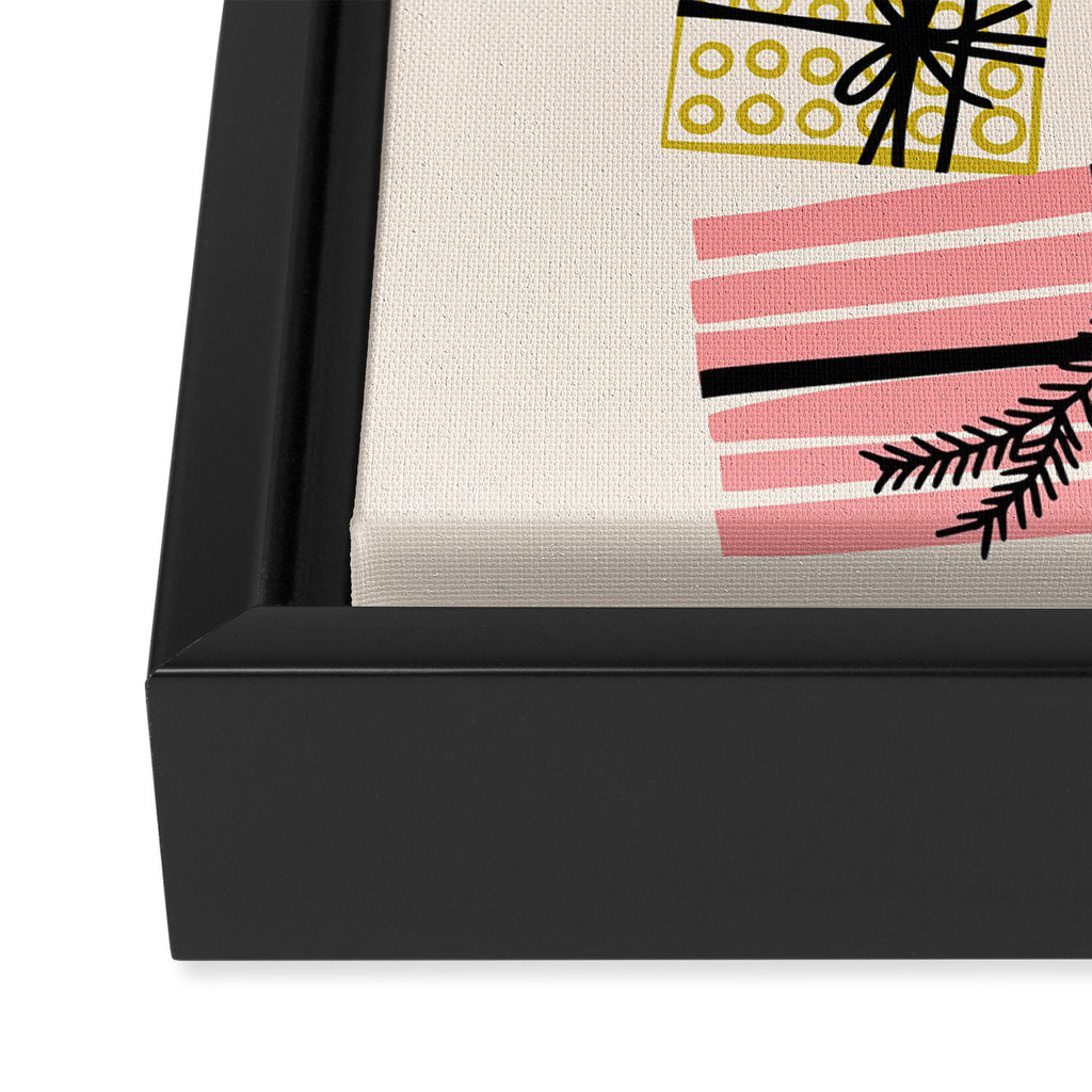 Wobbly pile of Christmas presents Framed Canvas Print Gallery Image 3