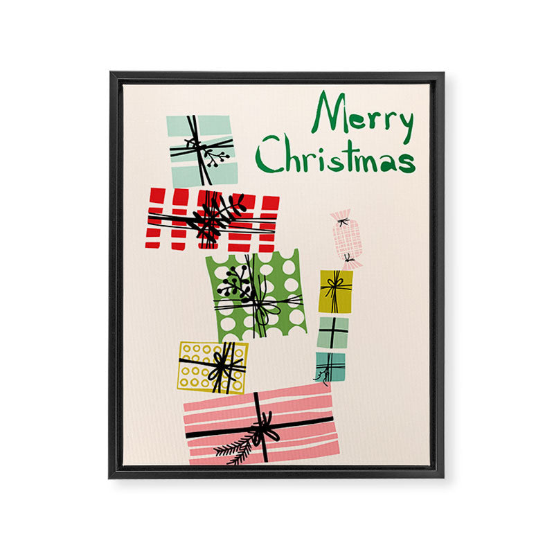 Wobbly pile of Christmas presents Framed Canvas Print Gallery Image 6