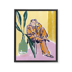 Woman wearing yellow pajamas Framed Canvas Print Gallery Image 6