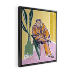 Woman wearing yellow pajamas Framed Canvas Print Gallery Image 2