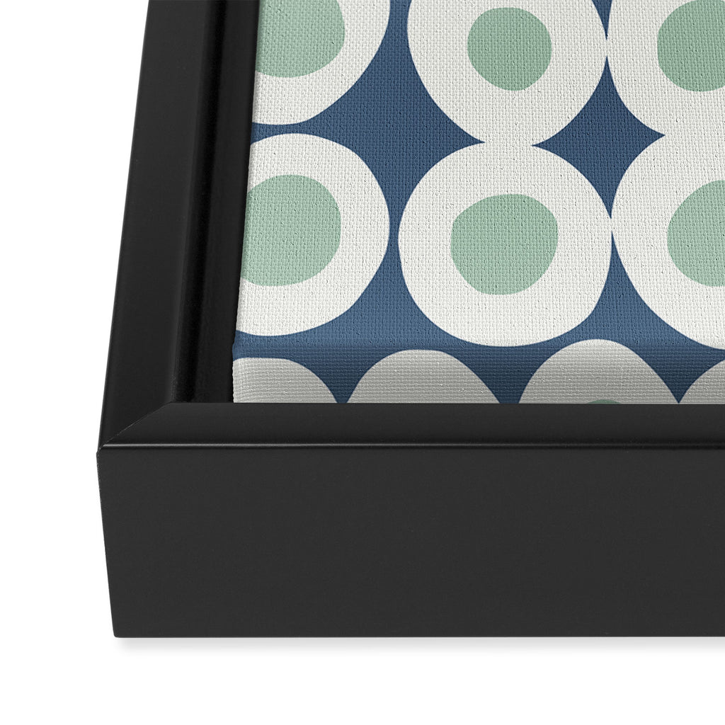 Wonderful bold dots blue and mint Framed Canvas Print Gallery Image 3