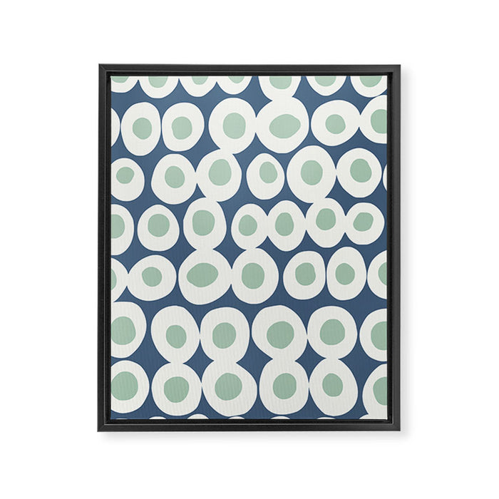 Wonderful bold dots blue and mint Framed Canvas Print Gallery Image 1