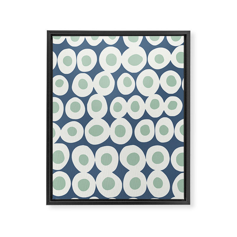 Wonderful bold dots blue and mint Framed Canvas Print Gallery Image 6