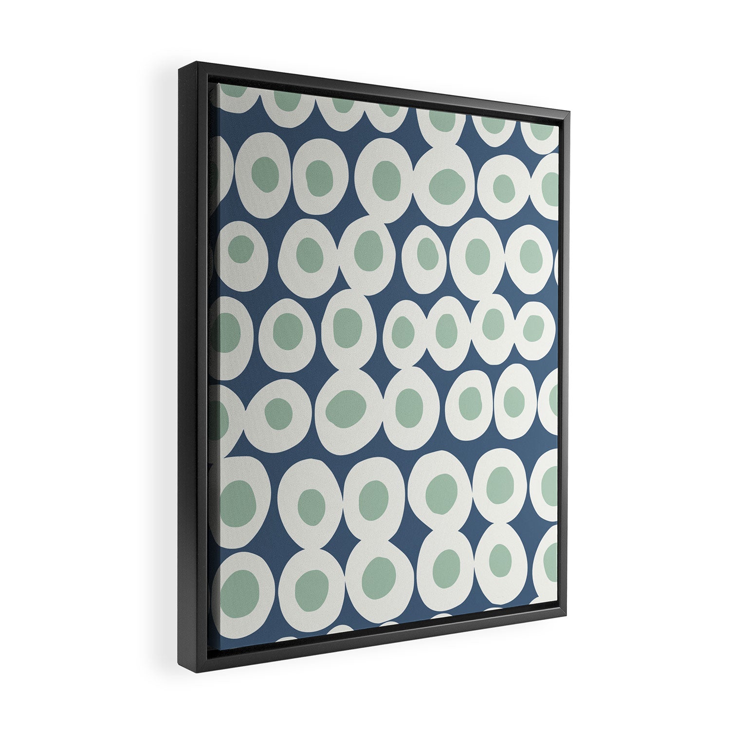 Wonderful bold dots blue and mint Framed Canvas Print Gallery Image 2