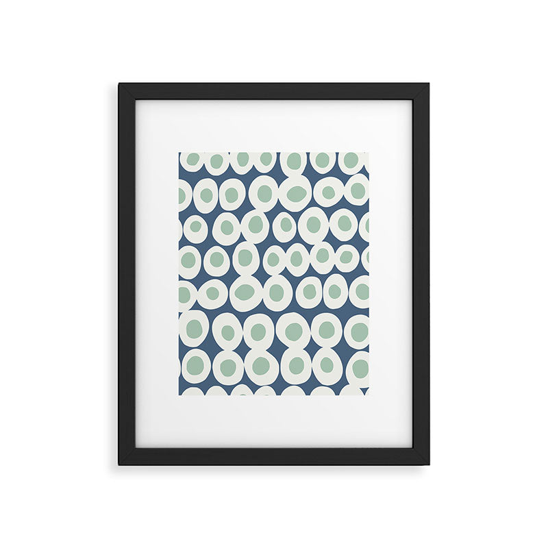 Wonderful bold dots blue and mint Framed Art Print Gallery Image 5