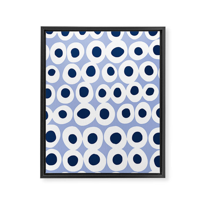 Wonderful bold dots blue Framed Canvas Print Gallery Image 1