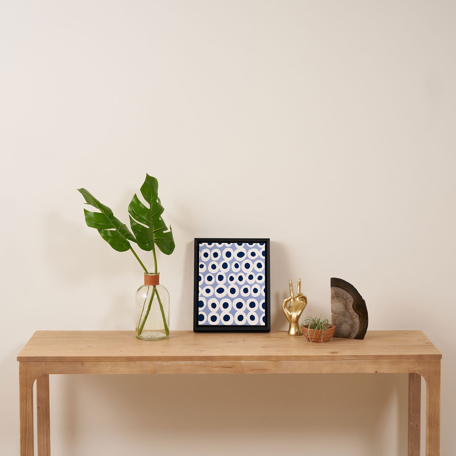 Wonderful bold dots blue Framed Canvas Print Gallery Image 4