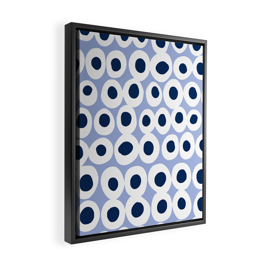 Wonderful bold dots blue Framed Canvas Print Gallery Image 2