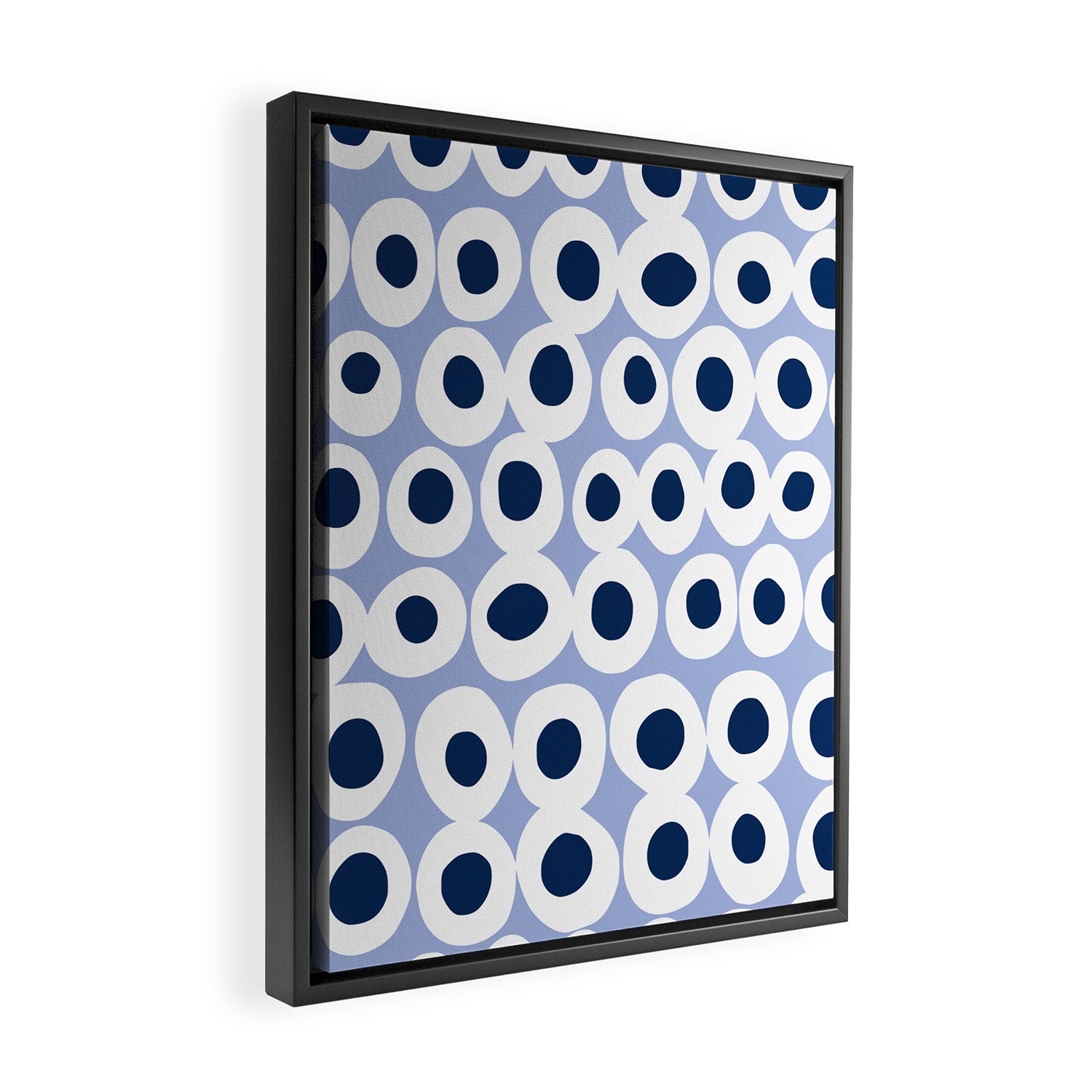 Wonderful bold dots blue Framed Canvas Print Gallery Image 2