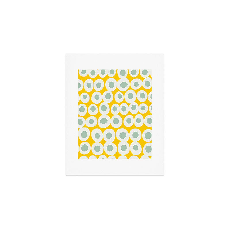 Wonderful bold dots yellow and mint Art Print Gallery Image 1