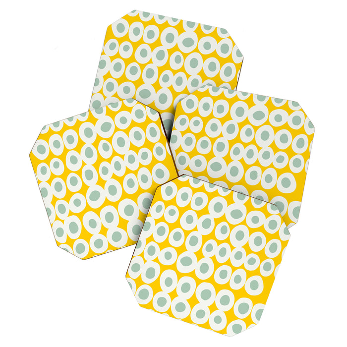 Wonderful bold dots yellow and mint Coaster Gallery Image 1