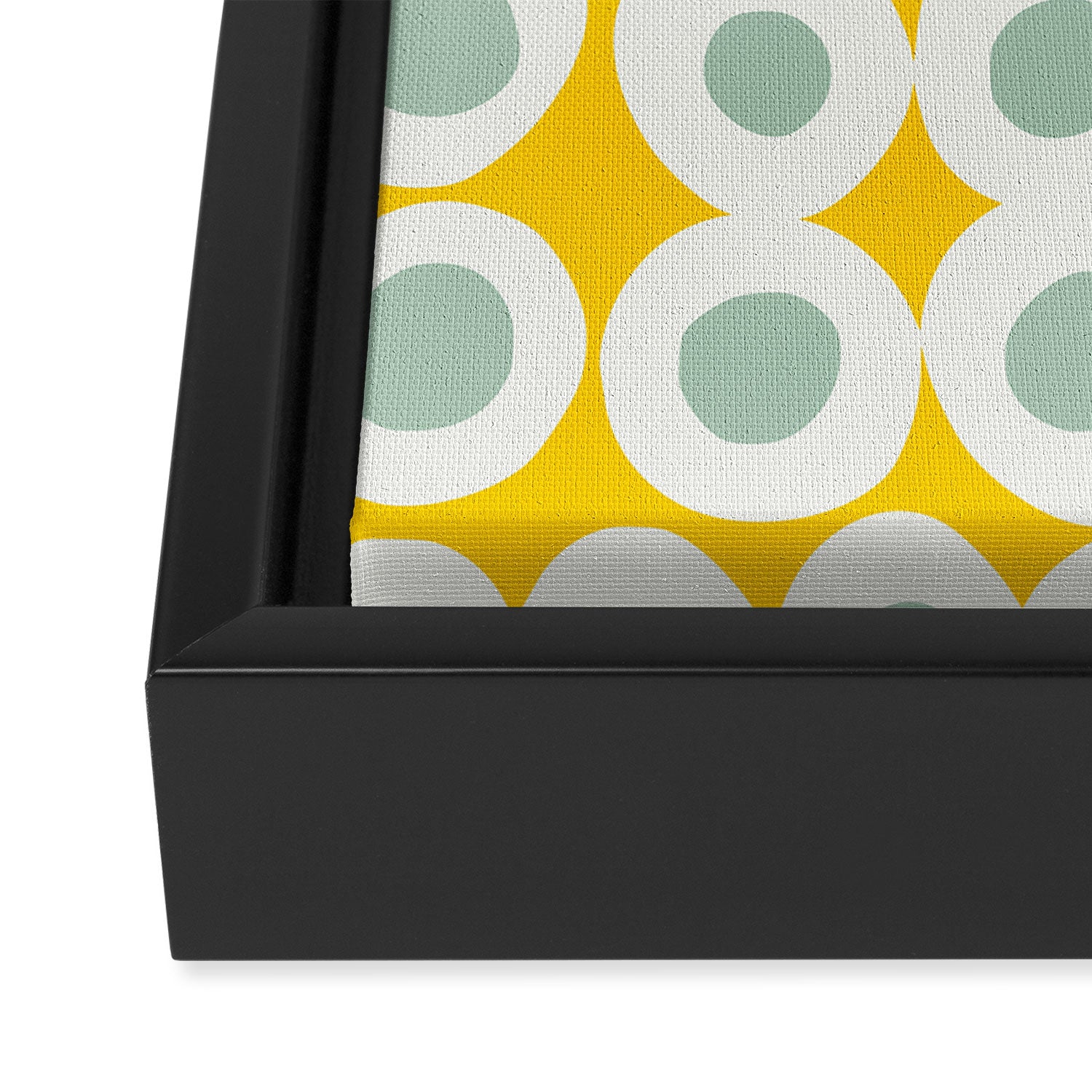 Wonderful bold dots yellow and mint Framed Canvas Print Gallery Image 3