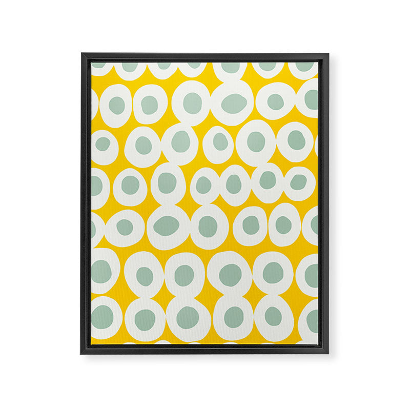 Wonderful bold dots yellow and mint Framed Canvas Print Gallery Image 6