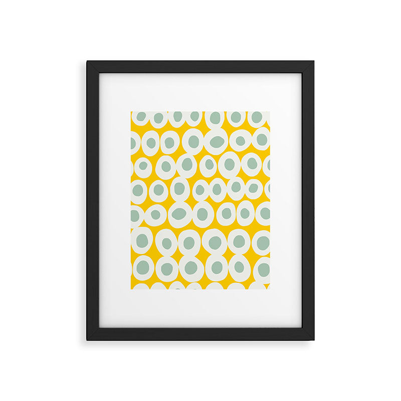 Wonderful bold dots yellow and mint Framed Art Print Gallery Image 5