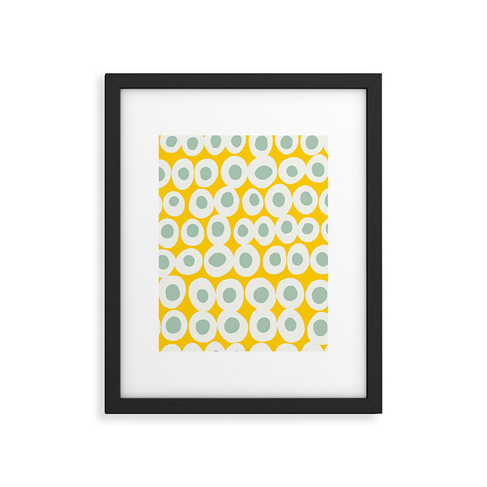 Wonderful bold dots yellow and mint Framed Art Print Gallery Image 1