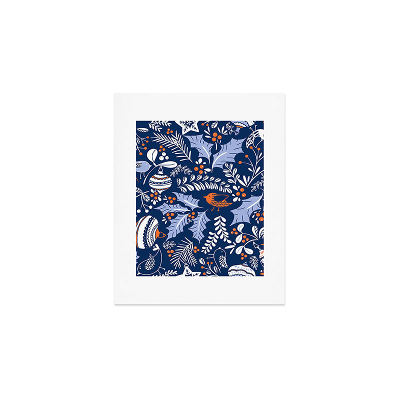 Wonderful ditsy holiday joy blue Art Print Gallery Image 1