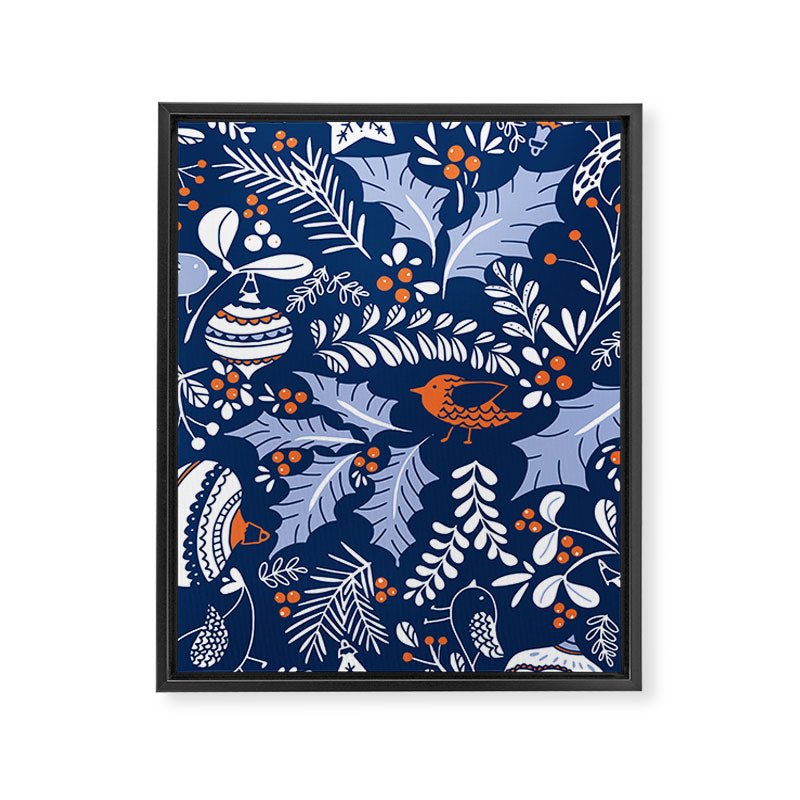 Wonderful ditsy holiday joy blue Framed Canvas Print Gallery Image 6