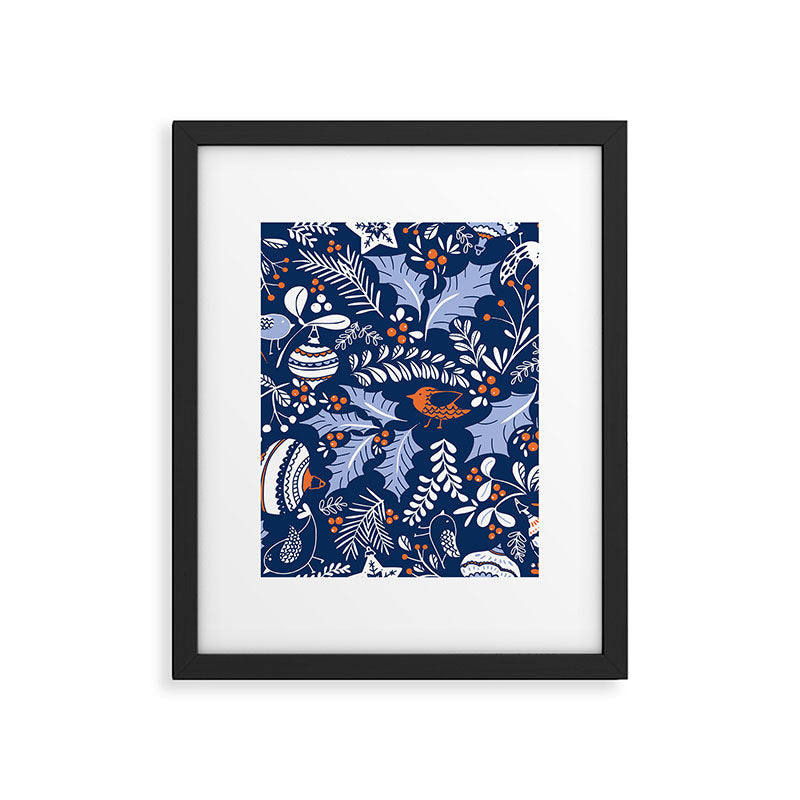 Wonderful ditsy holiday joy blue Framed Art Print Gallery Image 5
