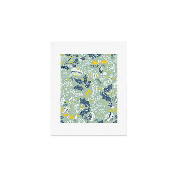 Wonderful ditsy holiday joy mint Art Print Gallery Image 1