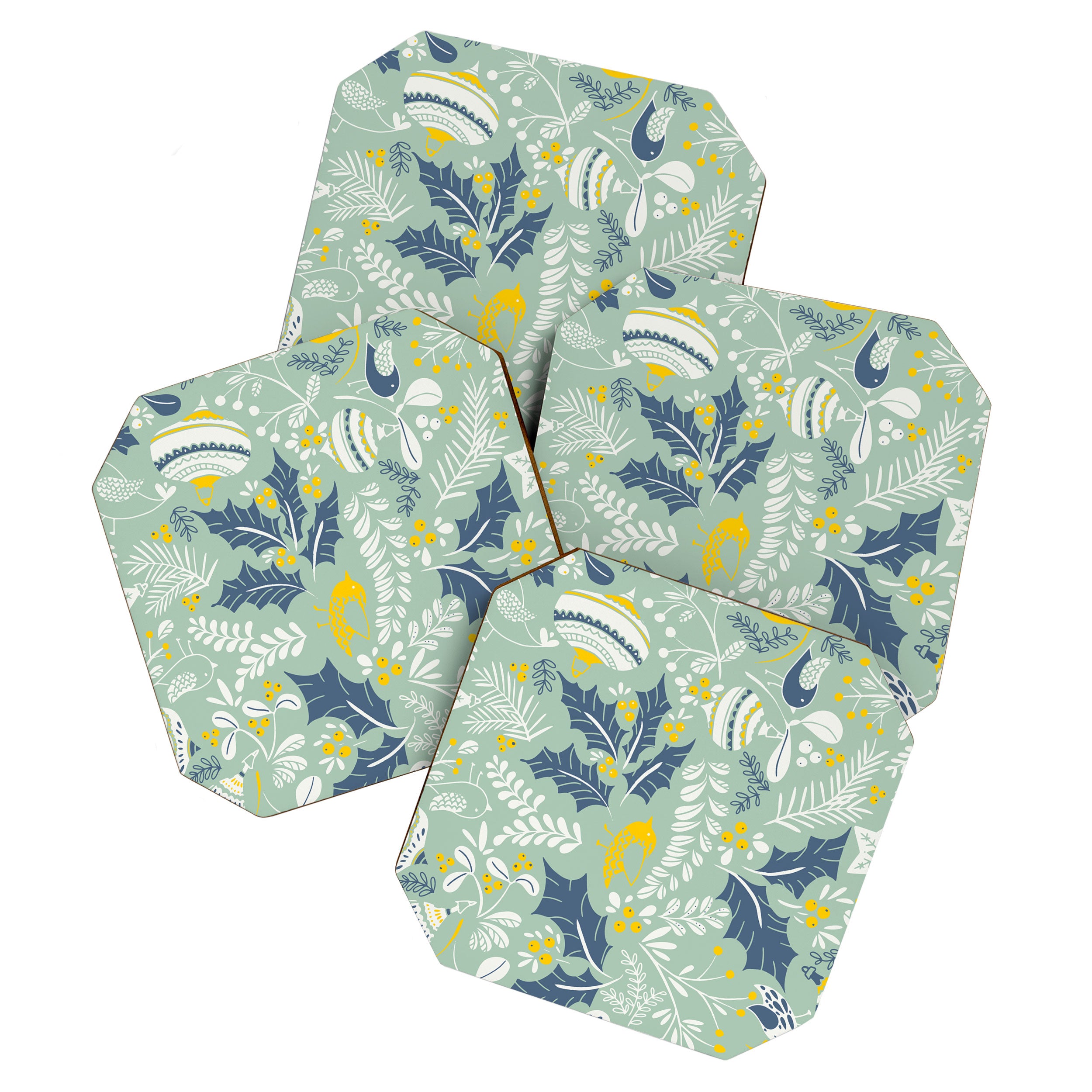 Wonderful ditsy holiday joy mint Coaster Gallery Image 1