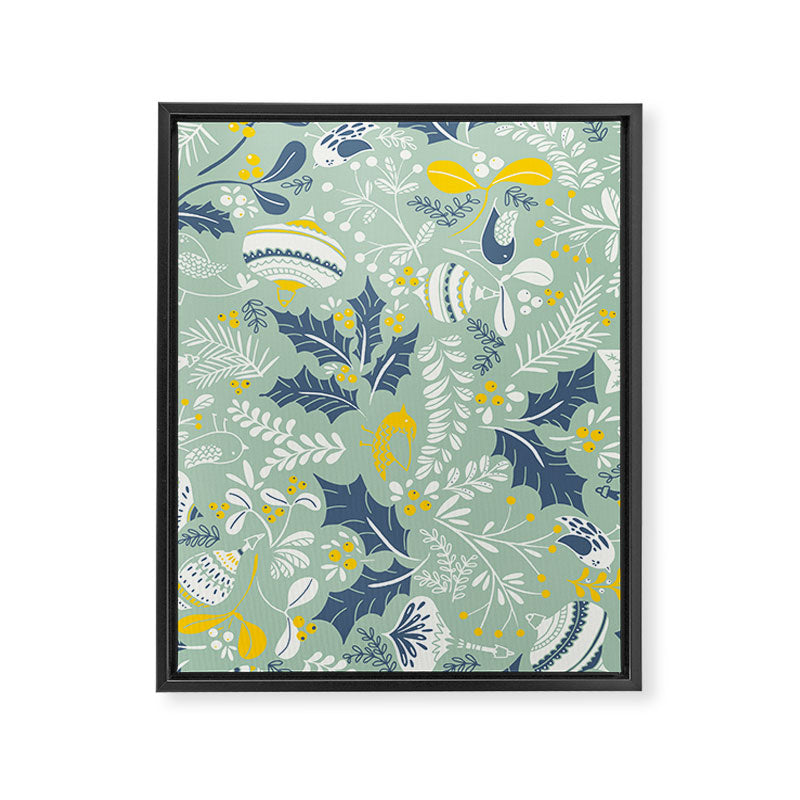 Wonderful ditsy holiday joy mint Framed Canvas Print Gallery Image 6