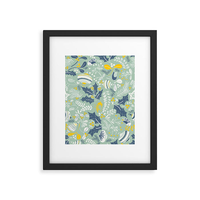 Wonderful ditsy holiday joy mint Framed Art Print Gallery Image 1
