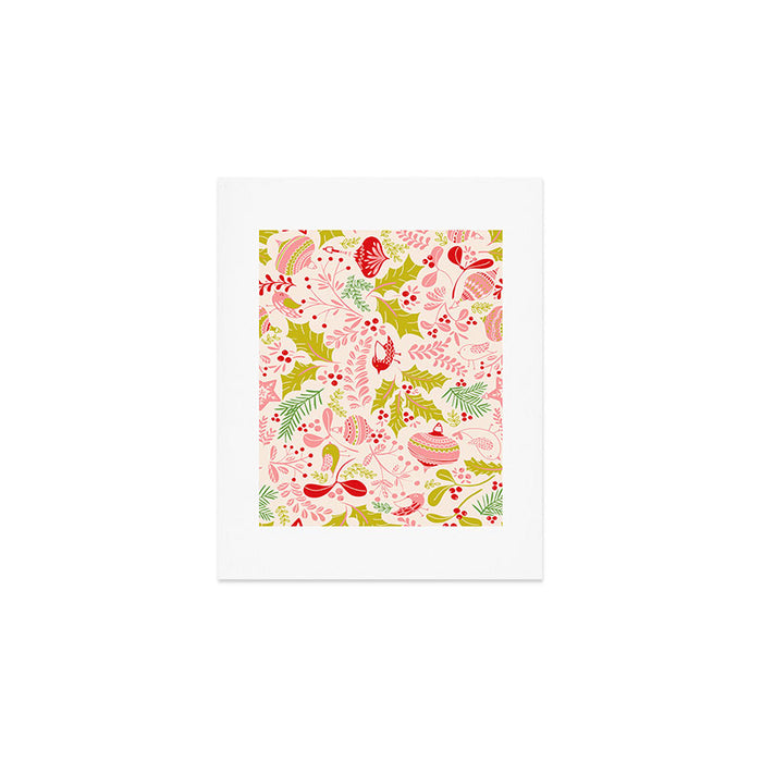 Wonderful ditsy holiday joy pink Art Print Gallery Image 1