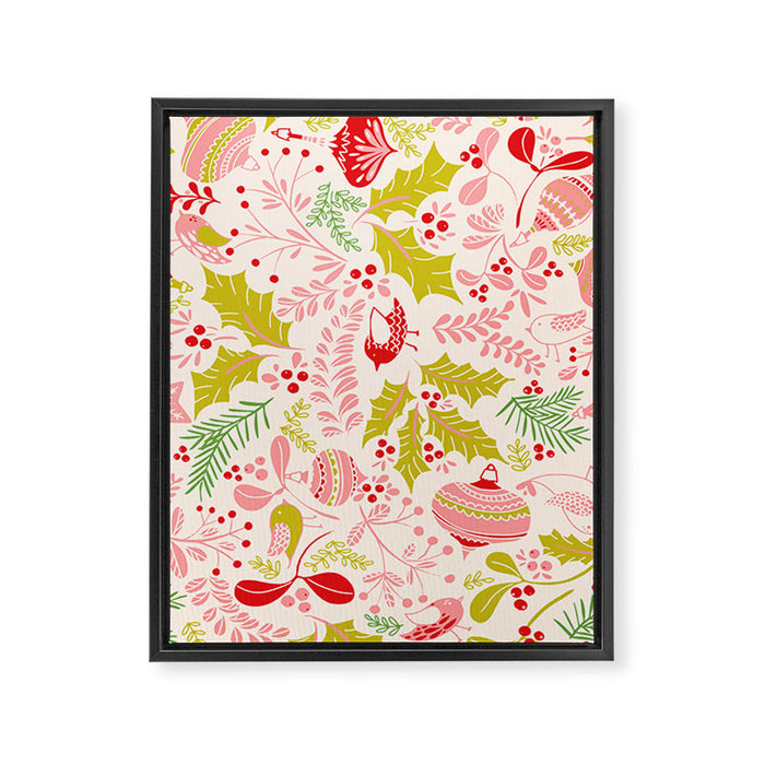 Wonderful ditsy holiday joy pink Framed Canvas Print Gallery Image 1