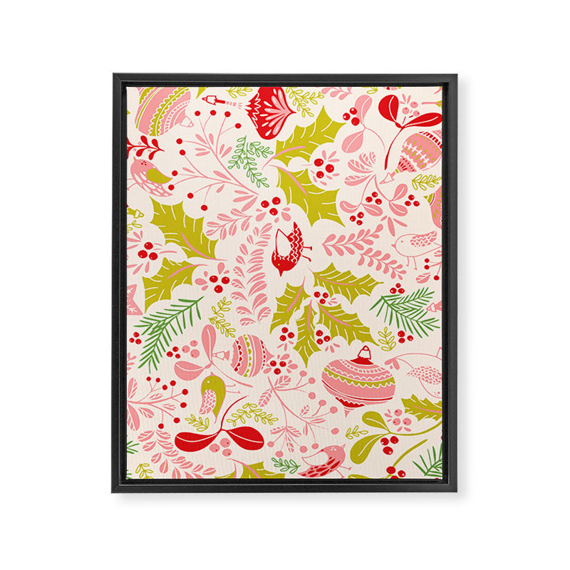 Wonderful ditsy holiday joy pink Framed Canvas Print Gallery Image 6
