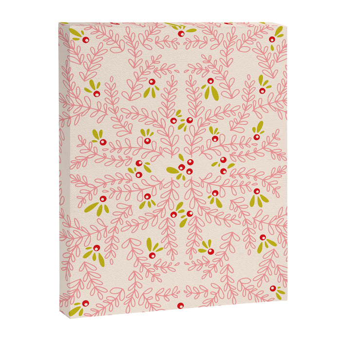 Wonderful holiday joy twigs and berrie soft pink Canvas Print Gallery Image 1