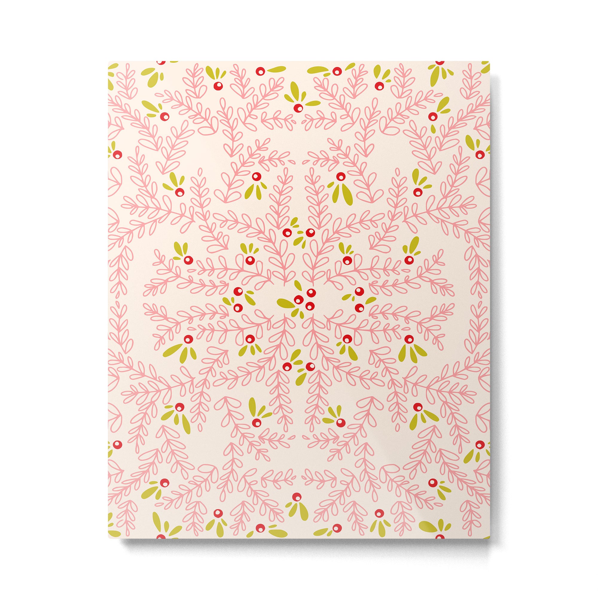 Wonderful holiday joy twigs and berrie soft pink Metal Print Gallery Image 6