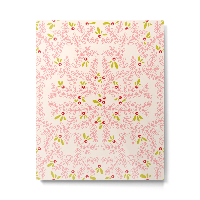 Wonderful holiday joy twigs and berrie soft pink Metal Print Gallery Image 1