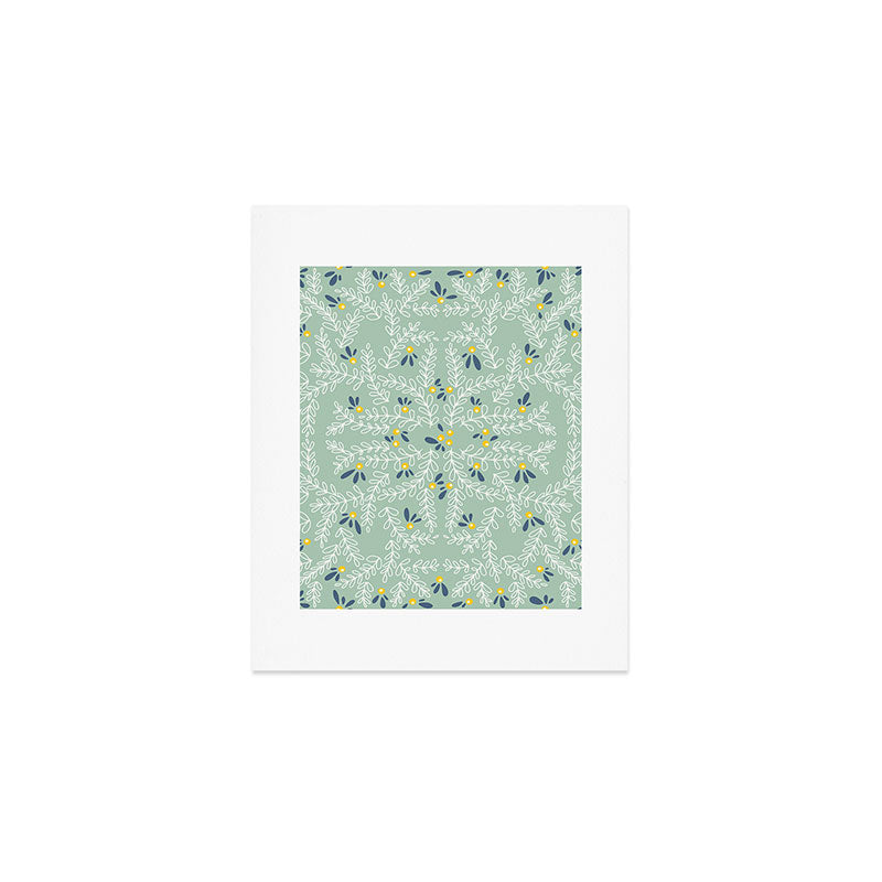 Wonderful holiday joy twigs mint Art Print Gallery Image 1