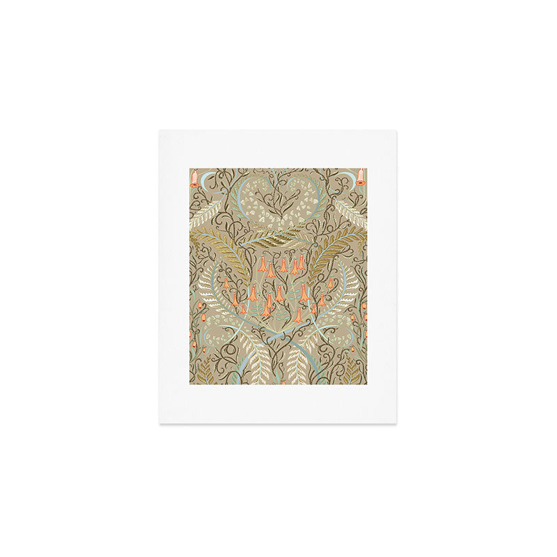 Woodland soil Morris style caramel Art Print Gallery Image 1