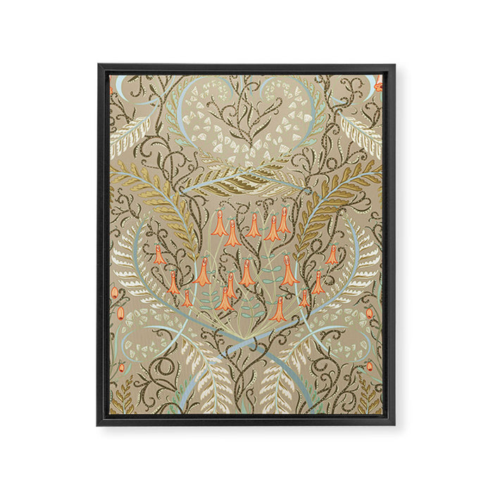 Woodland soil Morris style caramel Framed Canvas Print Gallery Image 1