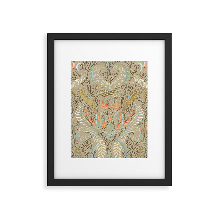Woodland soil Morris style caramel Framed Art Print Gallery Image 1