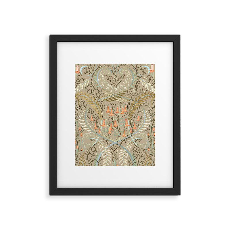 Woodland soil Morris style caramel Framed Art Print Gallery Image 5