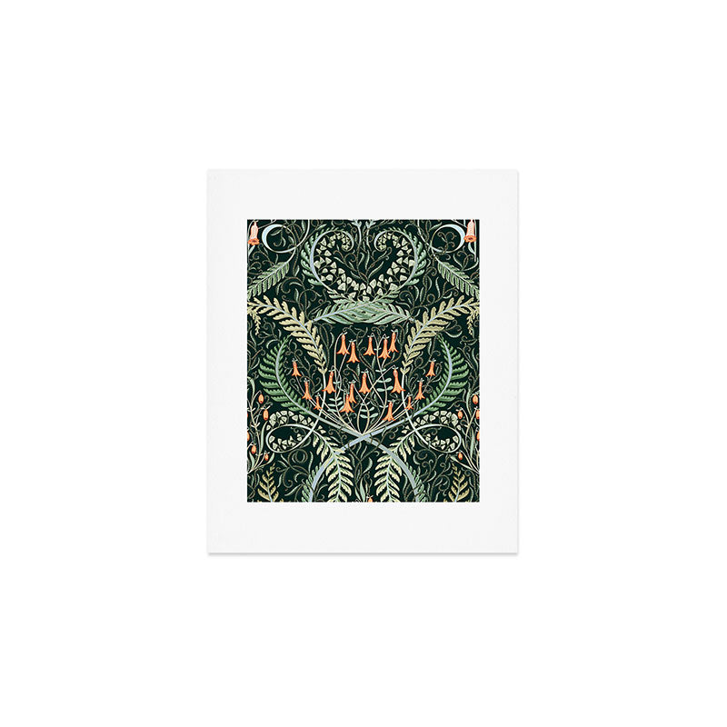Woodland soil Morris style emerald Art Print Gallery Image 1