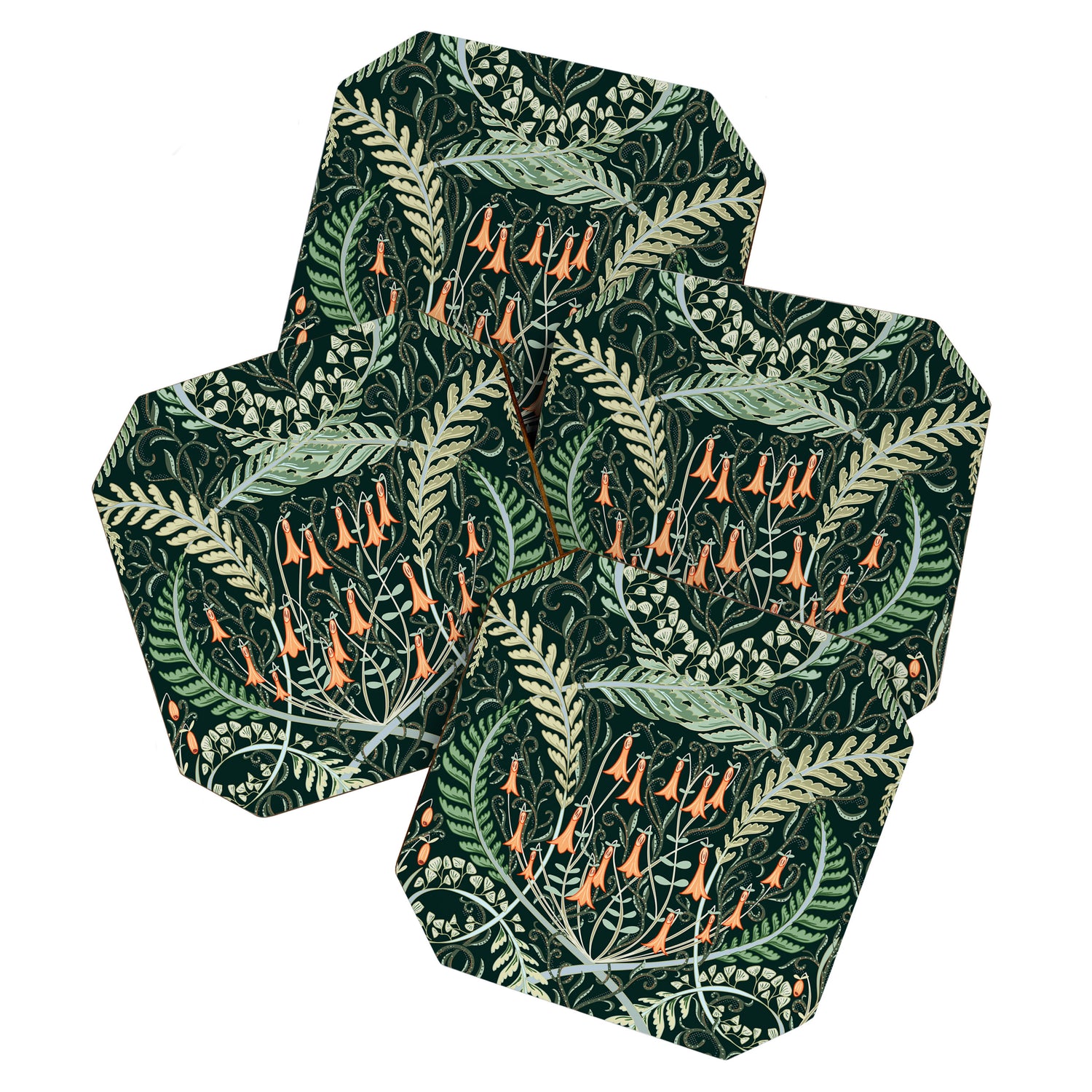 Woodland soil Morris style emerald Coaster Gallery Image 1
